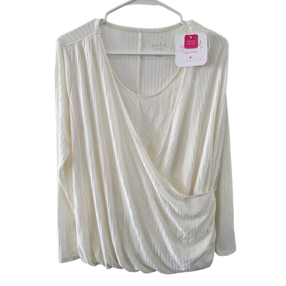 Isabel Maternity Cream Wrap Style Nursing Shirt - Small